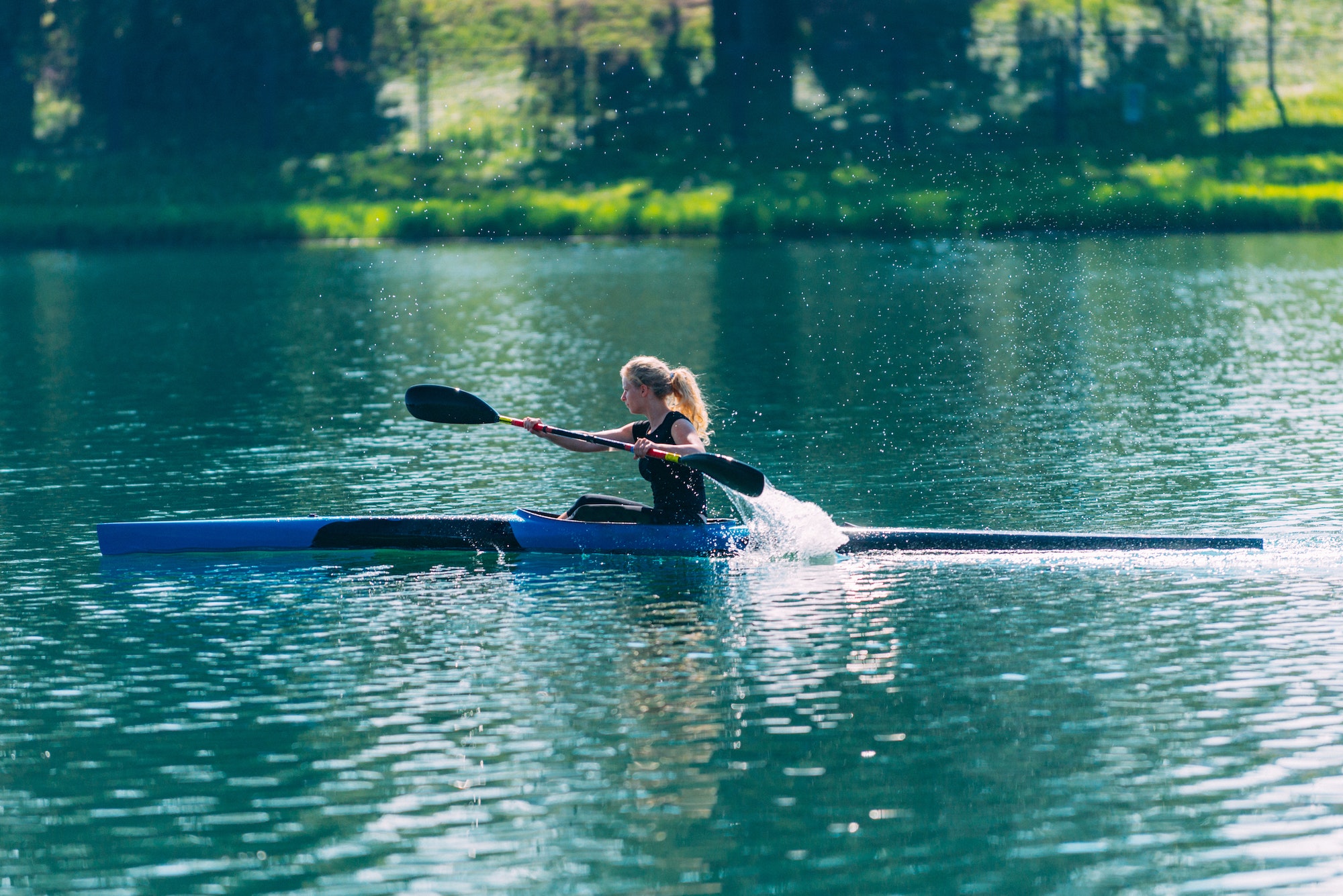 Female athlete in kayak
